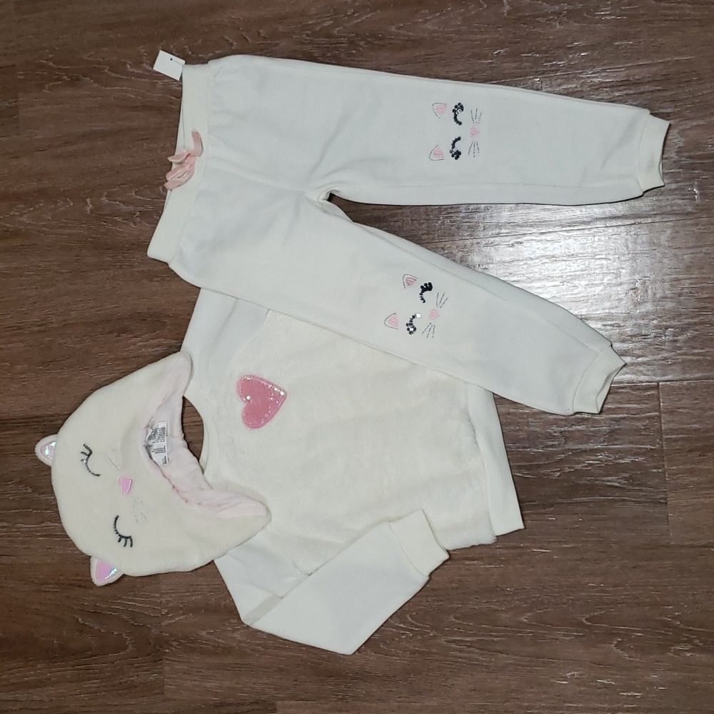 (4T) NWT Epic Threads Toddler Girl's 3pc Coord Set Teddy Cozy Kitten Fuzzy